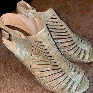 gold glittery heels